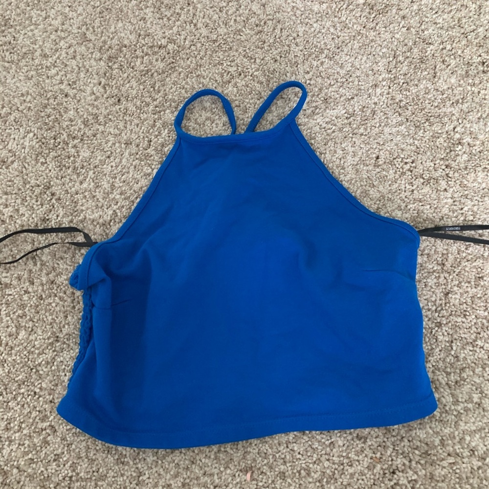 Blue Halter Crop Top